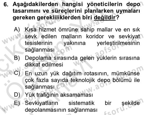Depolama Ve Envanter Yönetimi Dersi 2020 - 2021 Yılı Yaz Okulu Sınav Soruları 6. Soru