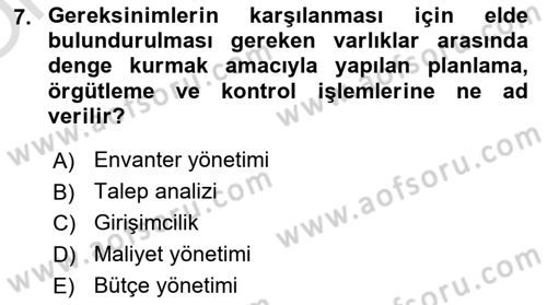 Depolama Ve Envanter Yönetimi Dersi 2020 - 2021 Yılı Yaz Okulu Sınav Soruları 7. Soru