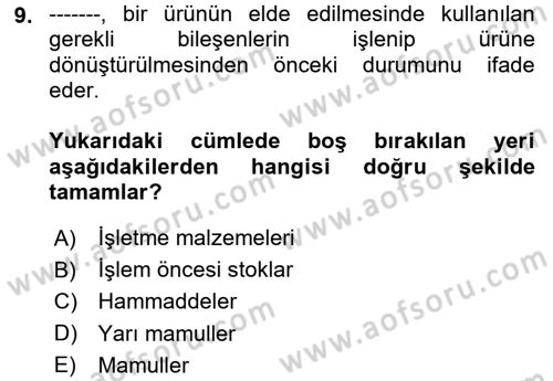 Depolama Ve Envanter Yönetimi Dersi 2020 - 2021 Yılı Yaz Okulu Sınav Soruları 9. Soru