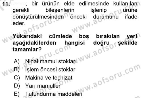 Depolama Ve Envanter Yönetimi Dersi Ara Sınavı Deneme Sınav Soruları 11. Soru