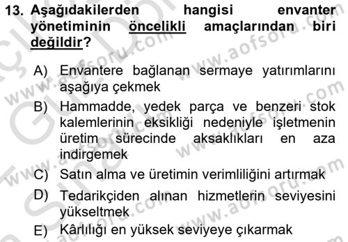 Depolama Ve Envanter Yönetimi Dersi Ara Sınavı Deneme Sınav Soruları 13. Soru
