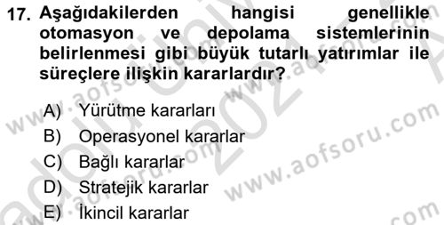 Depolama Ve Envanter Yönetimi Dersi Ara Sınavı Deneme Sınav Soruları 17. Soru