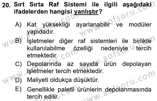 Depolama Ve Envanter Yönetimi Dersi Ara Sınavı Deneme Sınav Soruları 20. Soru