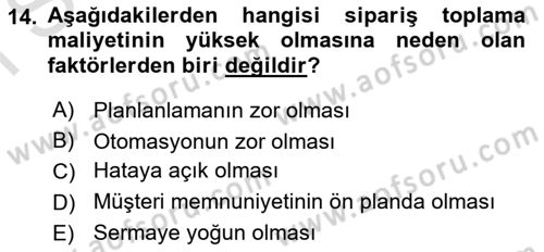 Depolama Ve Envanter Yönetimi Dersi 2021 - 2022 Yılı (Final) Dönem Sonu Sınavı 14. Soru