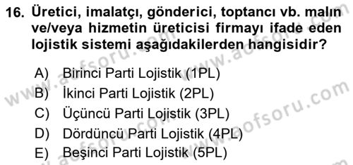 Depolama Ve Envanter Yönetimi Dersi 2021 - 2022 Yılı (Final) Dönem Sonu Sınavı 16. Soru