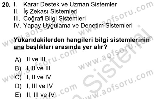 Depolama Ve Envanter Yönetimi Dersi 2021 - 2022 Yılı (Final) Dönem Sonu Sınavı 20. Soru