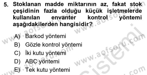 Depolama Ve Envanter Yönetimi Dersi 2021 - 2022 Yılı (Final) Dönem Sonu Sınavı 5. Soru