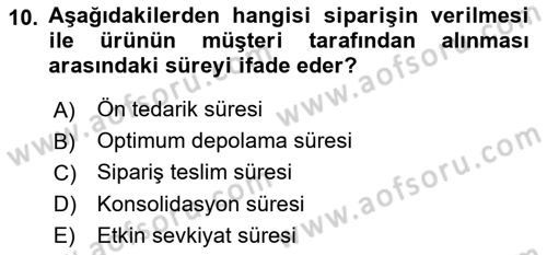 Depolama Ve Envanter Yönetimi Dersi Ara Sınavı Deneme Sınav Soruları 10. Soru