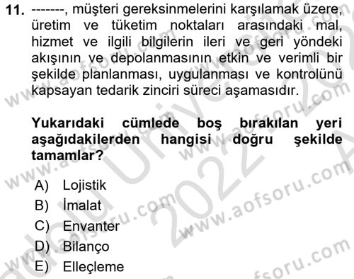 Depolama Ve Envanter Yönetimi Dersi 2022 - 2023 Yılı (Vize) Ara Sınav Soruları 11. Soru
