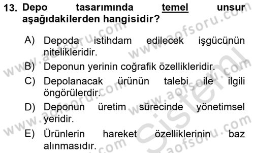 Depolama Ve Envanter Yönetimi Dersi 2022 - 2023 Yılı (Vize) Ara Sınav Soruları 13. Soru