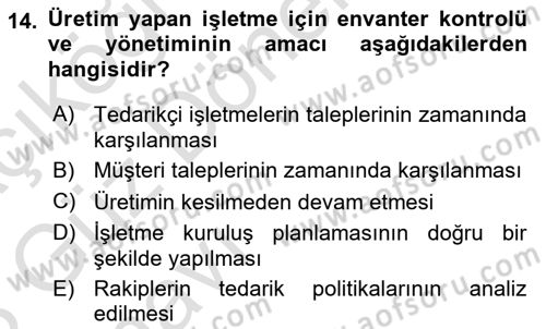 Depolama Ve Envanter Yönetimi Dersi Ara Sınavı Deneme Sınav Soruları 14. Soru