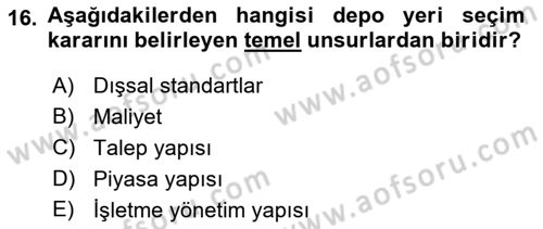 Depolama Ve Envanter Yönetimi Dersi Ara Sınavı Deneme Sınav Soruları 16. Soru