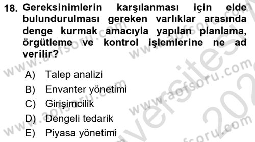 Depolama Ve Envanter Yönetimi Dersi Ara Sınavı Deneme Sınav Soruları 18. Soru