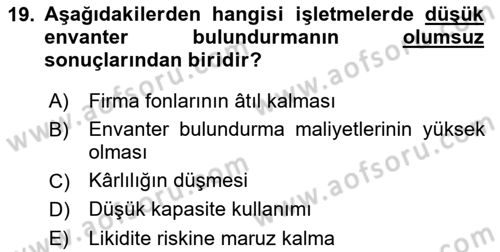 Depolama Ve Envanter Yönetimi Dersi 2022 - 2023 Yılı (Vize) Ara Sınavı 19. Soru