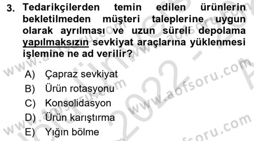 Depolama Ve Envanter Yönetimi Dersi 2022 - 2023 Yılı (Vize) Ara Sınavı 3. Soru