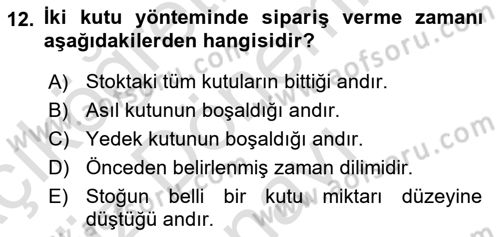 Depolama Ve Envanter Yönetimi Dersi 2022 - 2023 Yılı (Final) Dönem Sonu Sınav Soruları 12. Soru