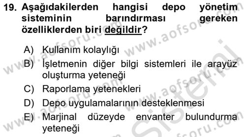 Depolama Ve Envanter Yönetimi Dersi 2022 - 2023 Yılı (Final) Dönem Sonu Sınav Soruları 19. Soru