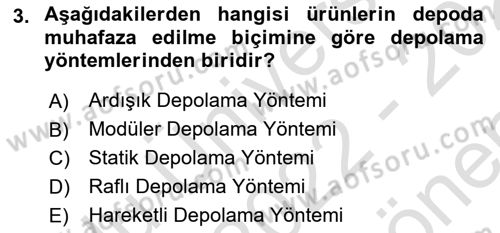 Depolama Ve Envanter Yönetimi Dersi 2022 - 2023 Yılı (Final) Dönem Sonu Sınav Soruları 3. Soru