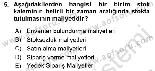 Depolama Ve Envanter Yönetimi Dersi 2022 - 2023 Yılı (Final) Dönem Sonu Sınav Soruları 5. Soru