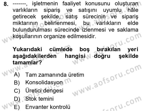 Depolama Ve Envanter Yönetimi Dersi 2022 - 2023 Yılı (Final) Dönem Sonu Sınav Soruları 8. Soru