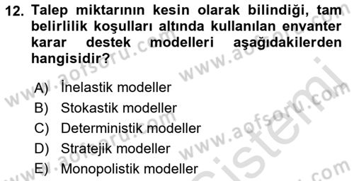 Depolama Ve Envanter Yönetimi Dersi 2022 - 2023 Yılı Yaz Okulu Sınavı 12. Soru