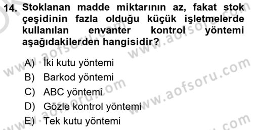 Depolama Ve Envanter Yönetimi Dersi 2022 - 2023 Yılı Yaz Okulu Sınavı 14. Soru