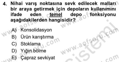 Depolama Ve Envanter Yönetimi Dersi 2022 - 2023 Yılı Yaz Okulu Sınavı 4. Soru