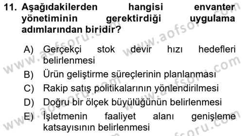 Depolama Ve Envanter Yönetimi Dersi 2023 - 2024 Yılı (Vize) Ara Sınav Soruları 11. Soru