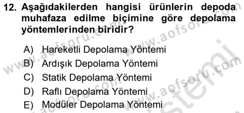 Depolama Ve Envanter Yönetimi Dersi 2023 - 2024 Yılı (Vize) Ara Sınav Soruları 12. Soru