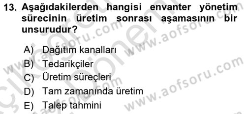 Depolama Ve Envanter Yönetimi Dersi 2023 - 2024 Yılı (Vize) Ara Sınav Soruları 13. Soru