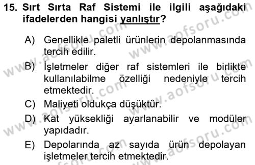 Depolama Ve Envanter Yönetimi Dersi 2023 - 2024 Yılı (Vize) Ara Sınav Soruları 15. Soru