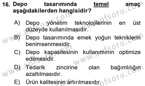 Depolama Ve Envanter Yönetimi Dersi 2023 - 2024 Yılı (Vize) Ara Sınav Soruları 16. Soru