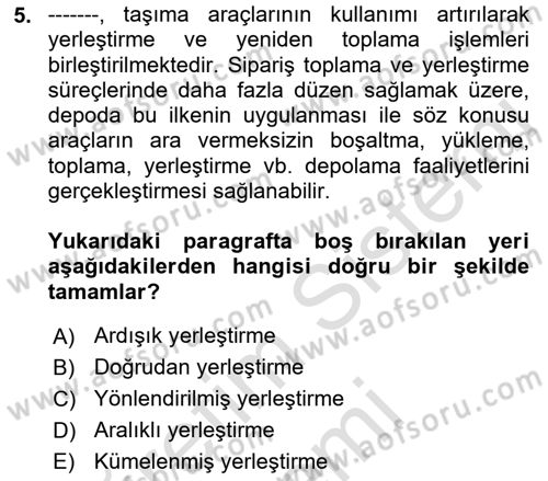 Depolama Ve Envanter Yönetimi Dersi 2023 - 2024 Yılı (Vize) Ara Sınav Soruları 5. Soru