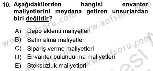 Depolama Ve Envanter Yönetimi Dersi 2023 - 2024 Yılı (Final) Dönem Sonu Sınav Soruları 10. Soru