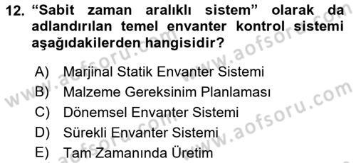 Depolama Ve Envanter Yönetimi Dersi 2023 - 2024 Yılı (Final) Dönem Sonu Sınav Soruları 12. Soru