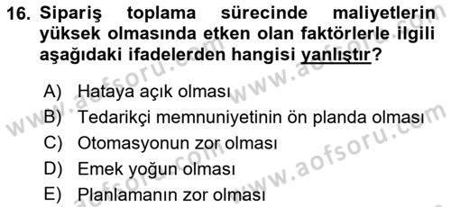 Depolama Ve Envanter Yönetimi Dersi 2023 - 2024 Yılı (Final) Dönem Sonu Sınav Soruları 16. Soru