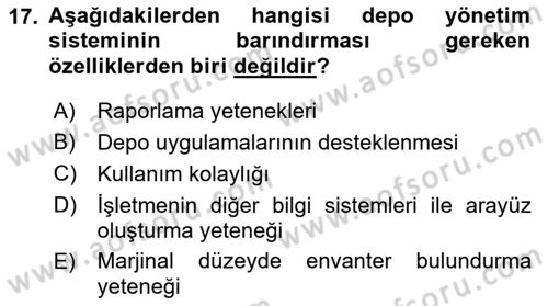 Depolama Ve Envanter Yönetimi Dersi 2023 - 2024 Yılı (Final) Dönem Sonu Sınav Soruları 17. Soru