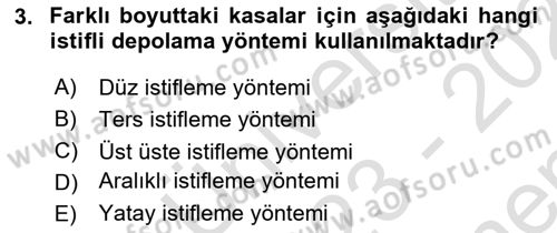 Depolama Ve Envanter Yönetimi Dersi 2023 - 2024 Yılı (Final) Dönem Sonu Sınav Soruları 3. Soru