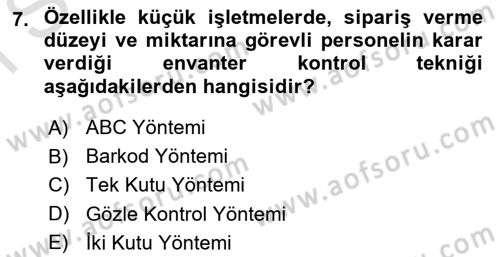 Depolama Ve Envanter Yönetimi Dersi 2023 - 2024 Yılı (Final) Dönem Sonu Sınav Soruları 7. Soru