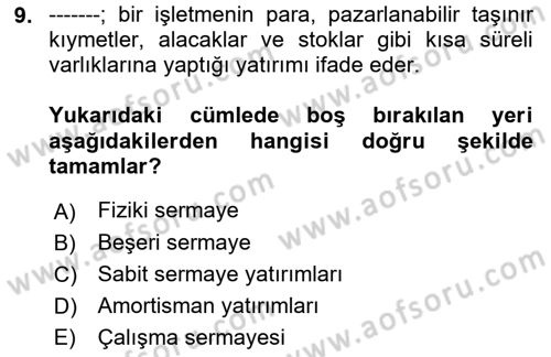 Depolama Ve Envanter Yönetimi Dersi 2023 - 2024 Yılı (Final) Dönem Sonu Sınav Soruları 9. Soru