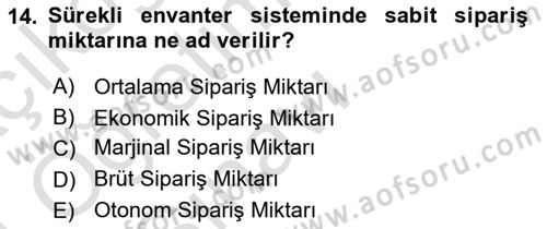 Depolama Ve Envanter Yönetimi Dersi 2023 - 2024 Yılı Yaz Okulu Sınav Soruları 14. Soru