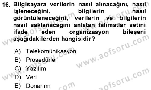 Depolama Ve Envanter Yönetimi Dersi 2023 - 2024 Yılı Yaz Okulu Sınav Soruları 16. Soru