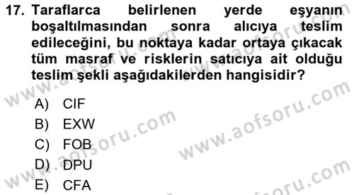 Depolama Ve Envanter Yönetimi Dersi 2023 - 2024 Yılı Yaz Okulu Sınav Soruları 17. Soru