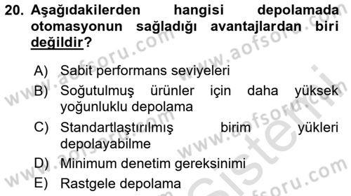 Depolama Ve Envanter Yönetimi Dersi 2023 - 2024 Yılı Yaz Okulu Sınav Soruları 20. Soru