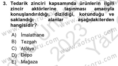 Depolama Ve Envanter Yönetimi Dersi 2023 - 2024 Yılı Yaz Okulu Sınav Soruları 3. Soru