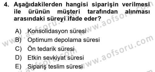 Depolama Ve Envanter Yönetimi Dersi 2023 - 2024 Yılı Yaz Okulu Sınav Soruları 4. Soru