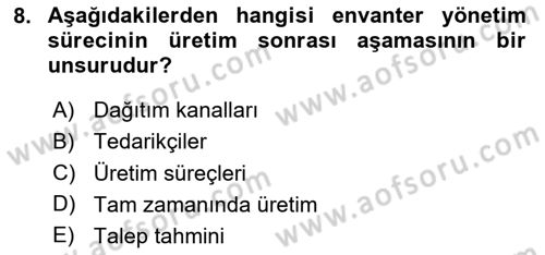 Depolama Ve Envanter Yönetimi Dersi 2023 - 2024 Yılı Yaz Okulu Sınav Soruları 8. Soru