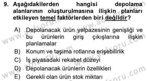 Depolama Ve Envanter Yönetimi Dersi 2023 - 2024 Yılı Yaz Okulu Sınav Soruları 9. Soru