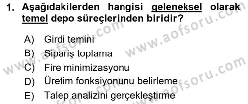 Depolama Ve Envanter Yönetimi Dersi 2024 - 2025 Yılı (Vize) Ara Sınavı 1. Soru