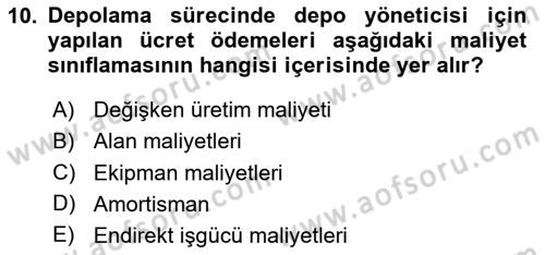 Depolama Ve Envanter Yönetimi Dersi Ara Sınavı Deneme Sınav Soruları 10. Soru